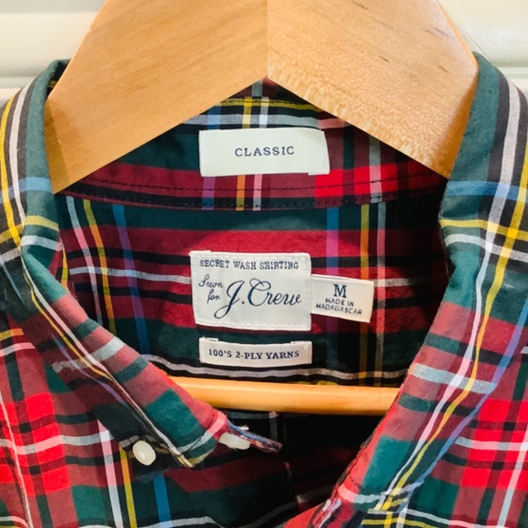 MEN’S J .CREW HOLIDAY BLACK TARTAN SHIRT - Picture 2 of 3